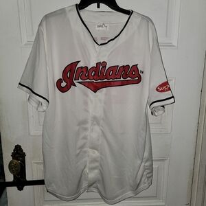 White Baseball Jersey with Red Logo XL